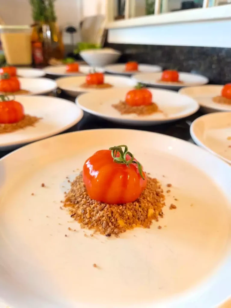 les tomates en trompe l'oeil, création culinaire esthétique du chef jacopo torchio