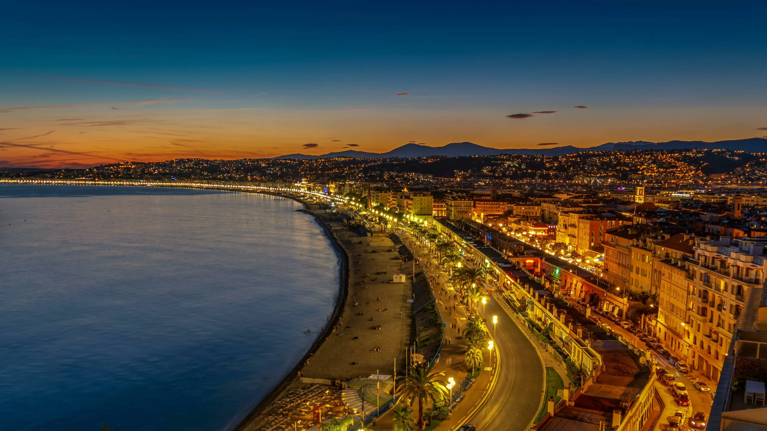 The city of Nice at night