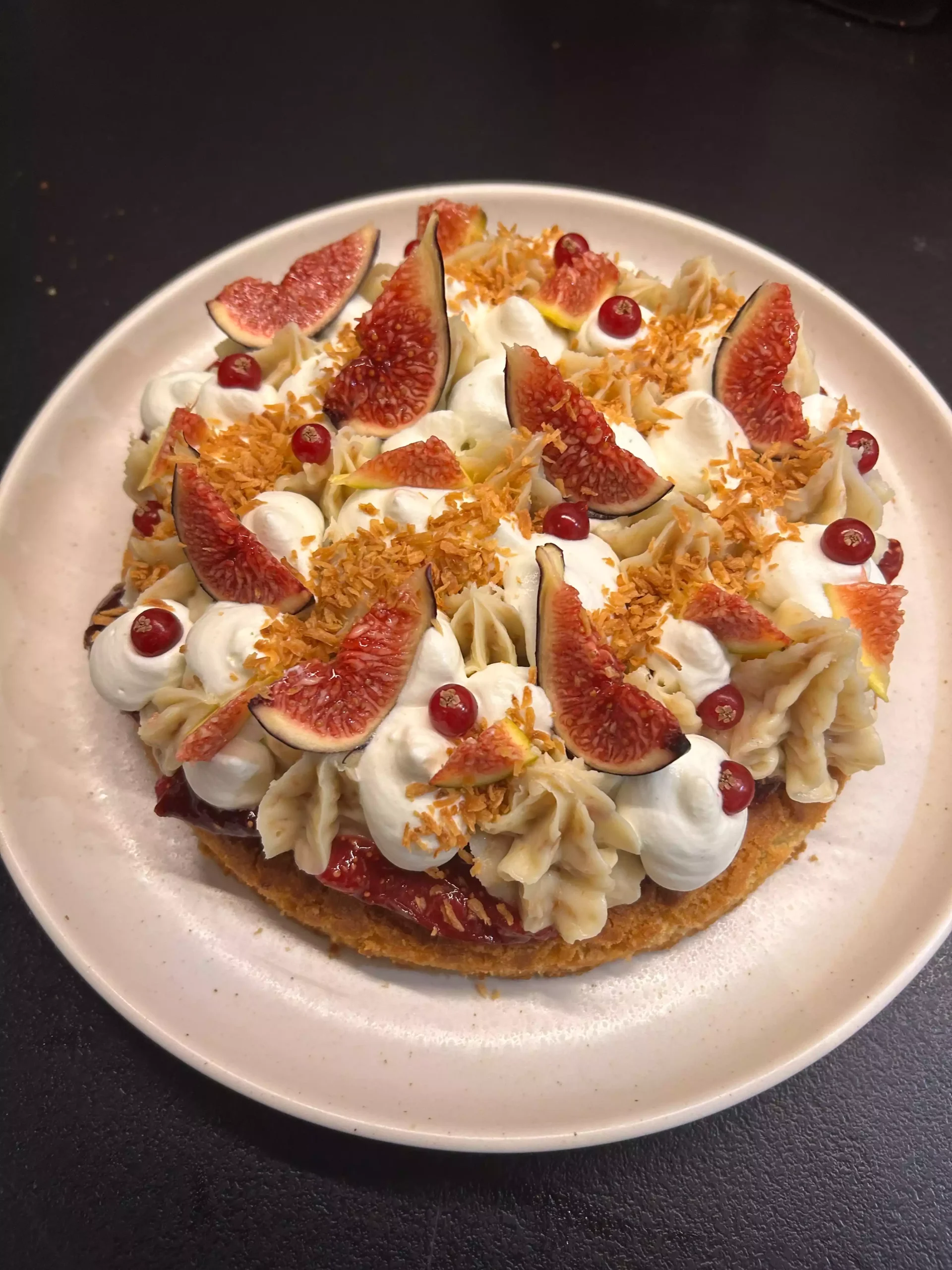 Fig and vanilla entremet tart by Chef Loreena Ghalem