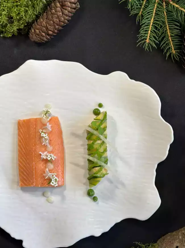 Trout and courgette, a dish by Chef Ilan Dernaucourt