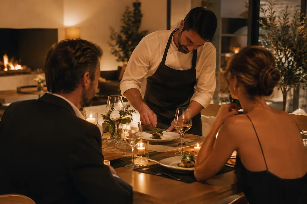 Dîner romantique avec un chef à domicile