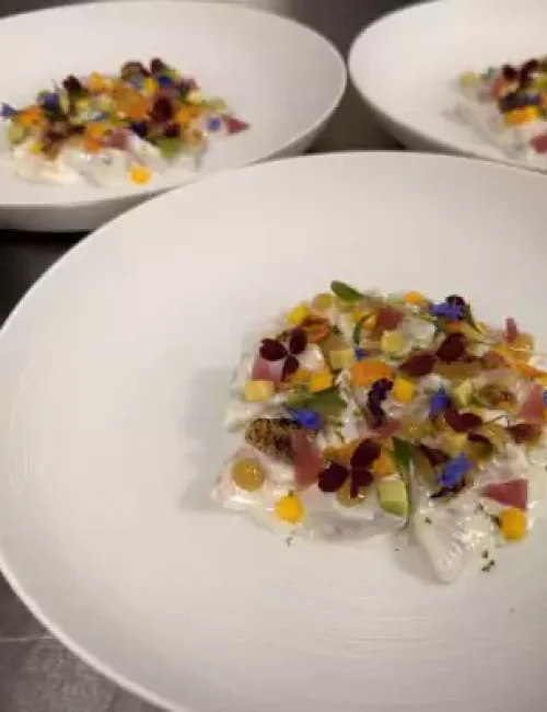 création à base de poisson du chef théo novelli