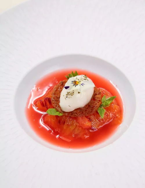 création autour de l'orange sanguine par le chef francois marchenay