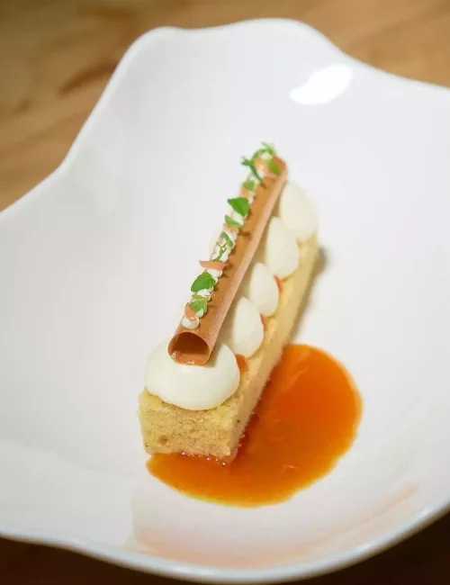 création pour une prestation privée autour du pamplemousse et du chocolat blanc