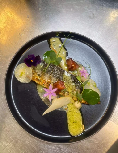 plat avec du maquereau et du celeri issu de l'univers culinaire du chef ryad ben el hadj