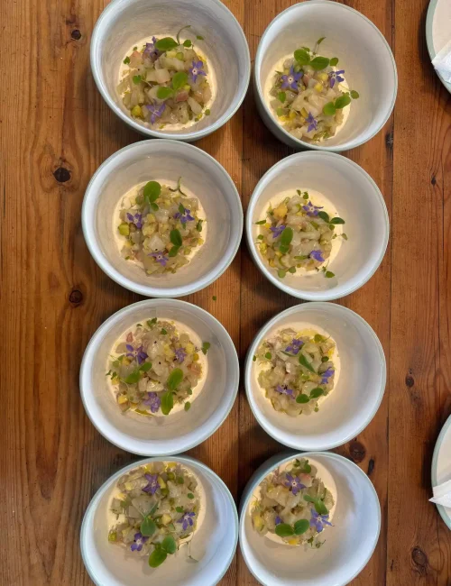 verrines apéritives confectionnées lors d'une prestation à domicile par giuseppe crespa