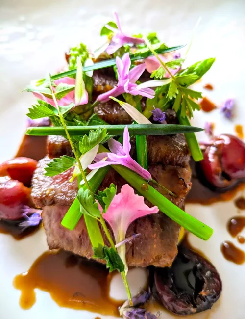 création d'un plat servi en prestation de chef domicile du chef thierry pszonka